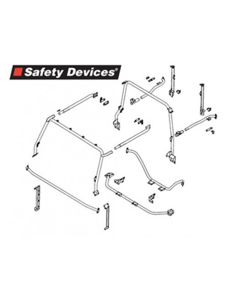 Arceau Safety Devices 8 points pour Defender 90 2 portes sans arrêt de charge