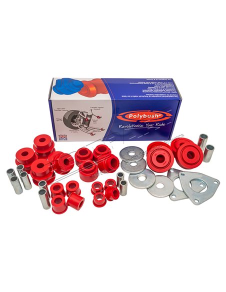 Kit Silent Bloc Complet POLYBUSH CLASSIC ROUGE pour : DEFENDER 90/110 TDi 300-TD5/DISCOVERY 1/RR CLASSIC