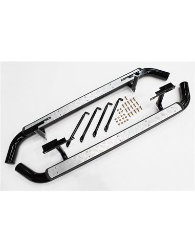 Marche-Pied Tubulaire Finition ALU Plat pour : DEFENDER 110 TD4