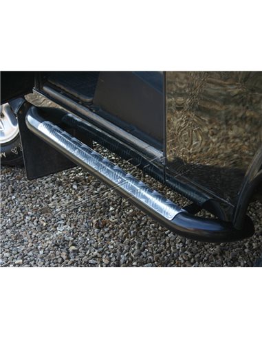 Marche Pied Tubulaire Diamètre 76 en Métal NOIR dessus ALU pour : DEFENDER 90