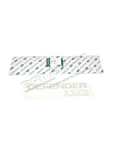Autocollant " DEFENDER 110 " couleur ARGENTÉ sur fond CLAIR