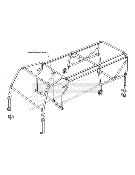 Arceau 10 points Extérieur/Intérieur SAFETY DEVICES pour : DEF 110 SW 5 Portes (1990-2006) * SUR COMMANDE ± 10 JOURS *