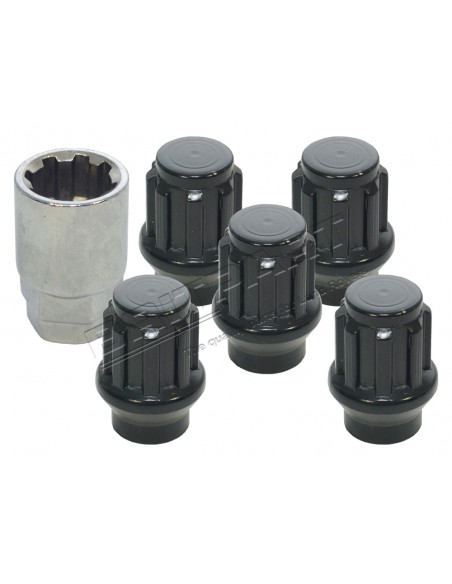 Kit Écrou Antivol NOIR des Jantes ALU MAXXTRAC pour : DEFENDER 90 / 110 / 130/DISCO 1/RANGE CLASSIC * SUR COMMANDE ± 10 Jours *