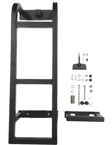 Echelle courte noire pour Galerie sur Land rover Defender avec petite marche additonnel 