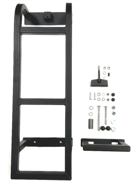 Echelle courte noire pour Galerie sur Land rover Defender avec petite marche additonnel